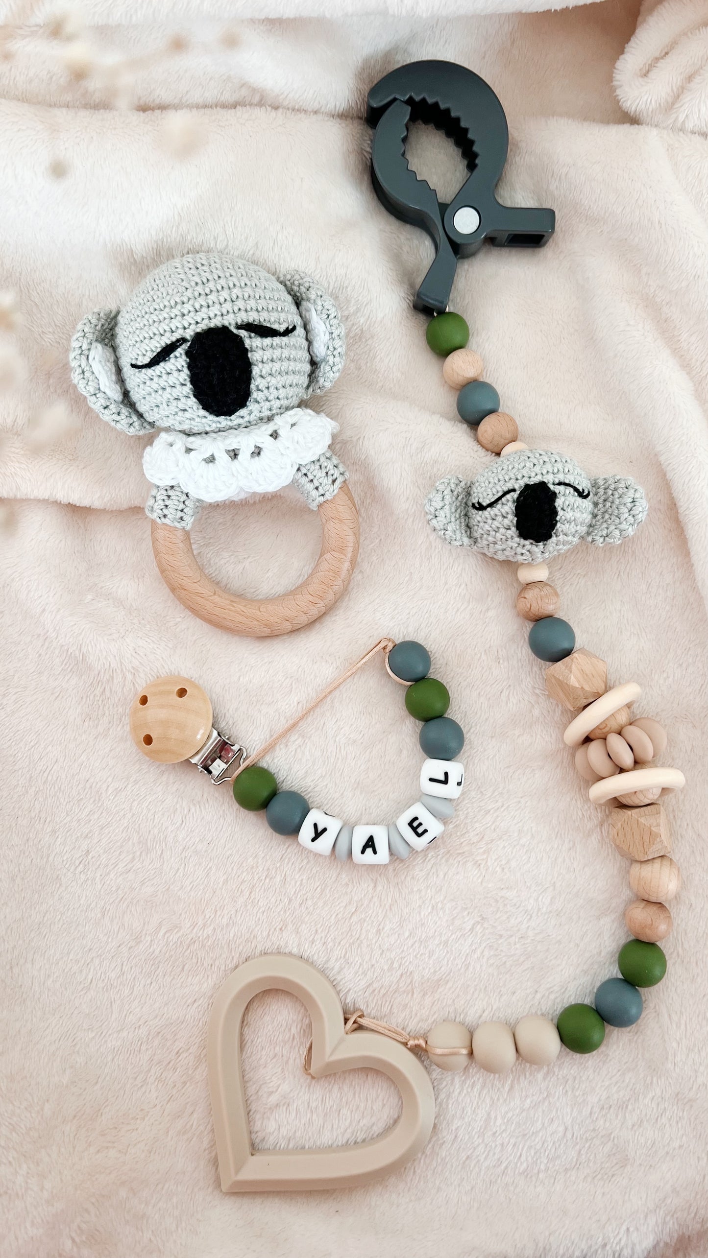 Pack Paseo Sweet Heart Koala (tono verde bosque y gris)