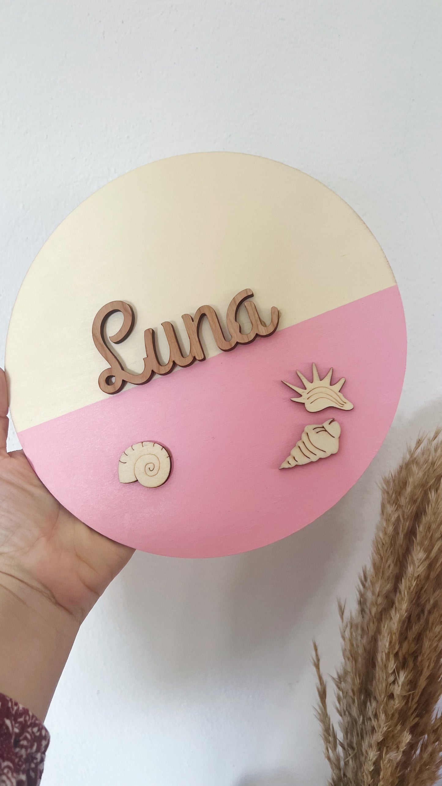 PLACA Nombre - Conchas (Color personalizado)