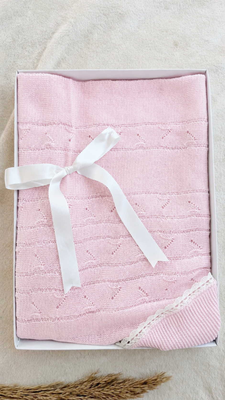 Manta Clásica Calada Rosa