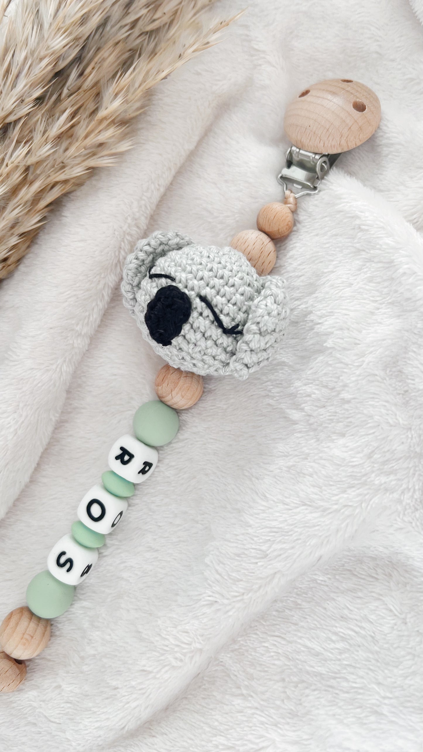 Chupetero Personalizado Fauna Crochet (modelo a elegir)