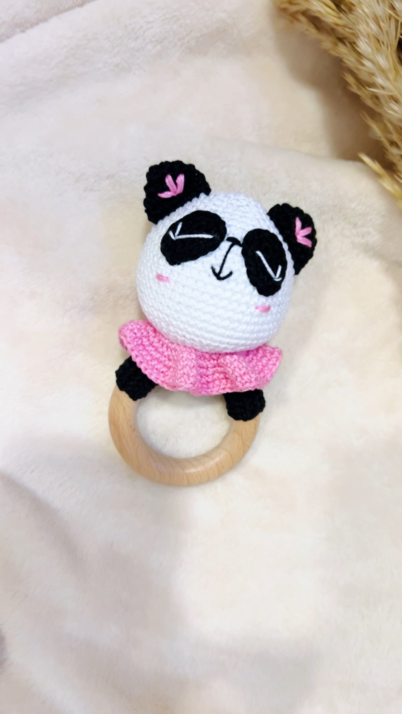 Sonajero Oso Panda - Rosa