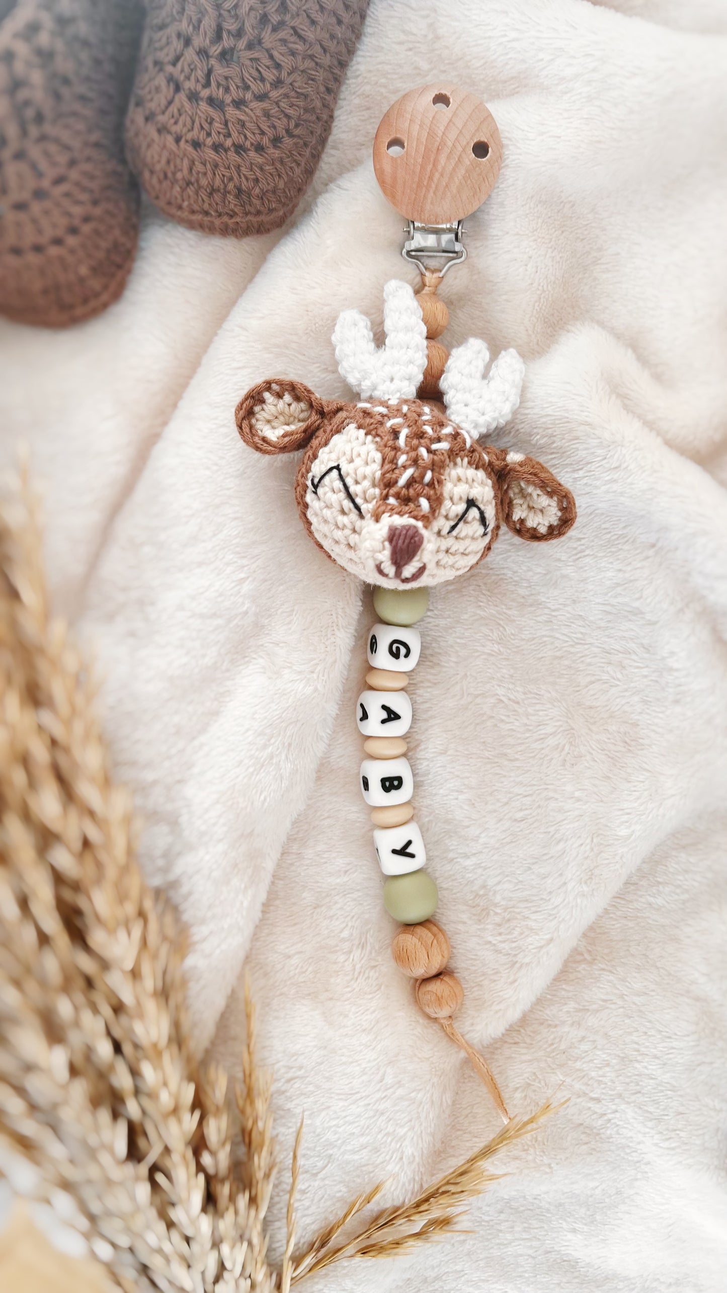 Chupetero Personalizado Fauna Crochet (modelo a elegir)