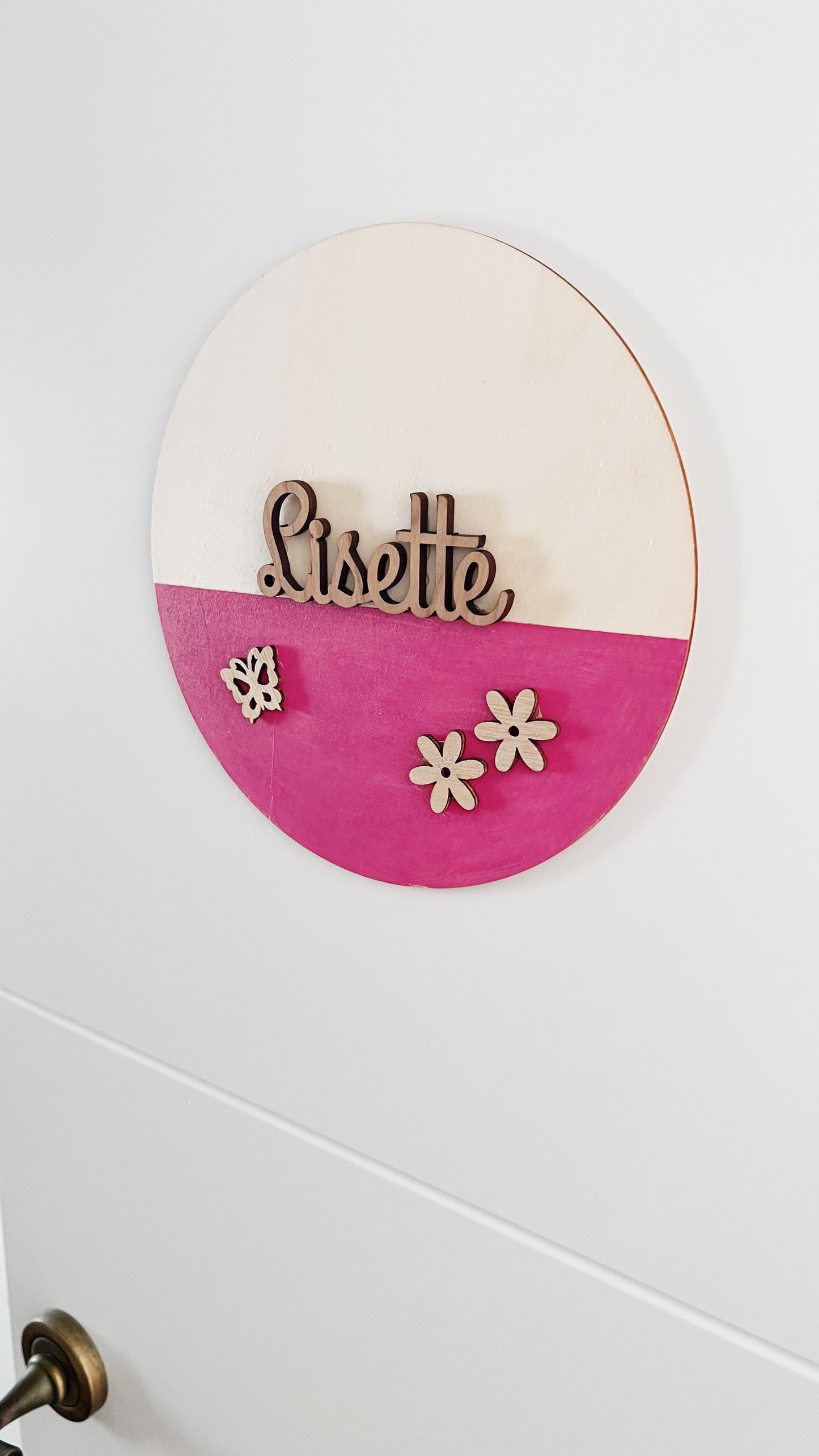 PLACA Nombre - Floral (Color personalizado)