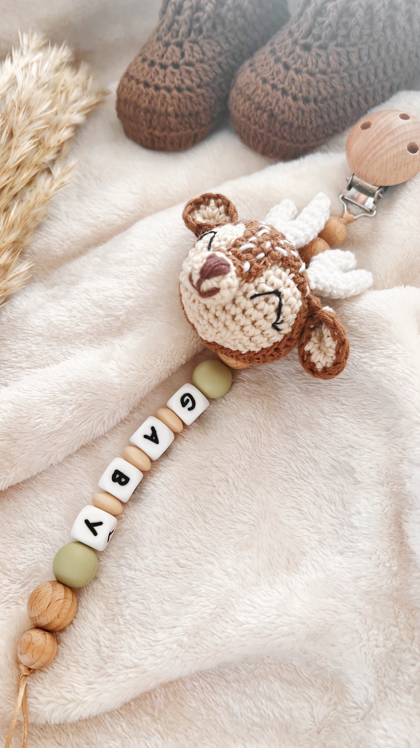 Chupetero Personalizado Fauna Crochet (modelo a elegir)