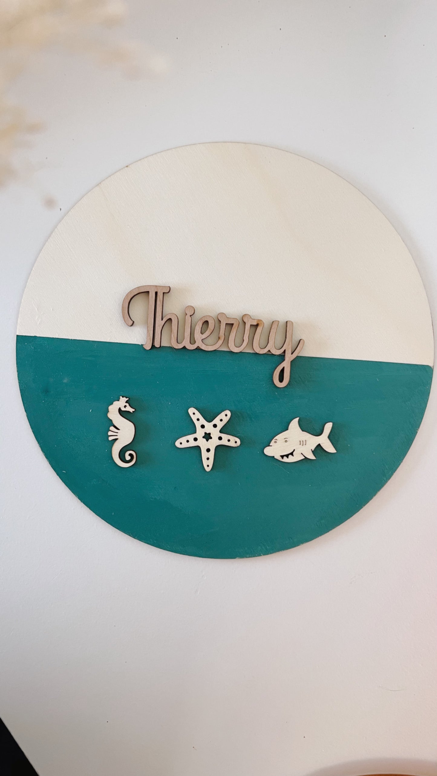 PLACA Nombre - Animales Marinos en línea (Color personalizado)