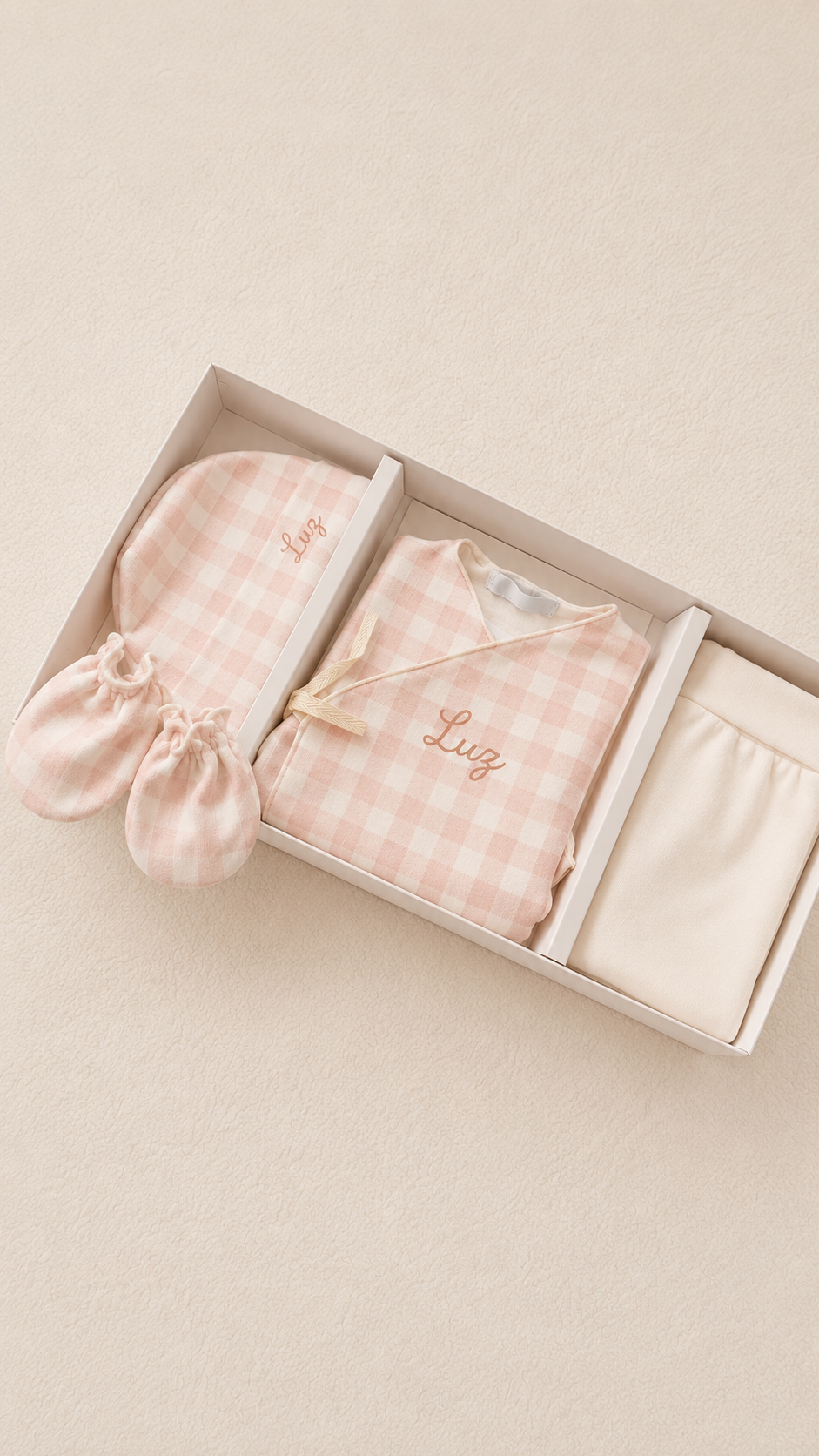 Caja Premium Primera Puesta - Vichy Rosa