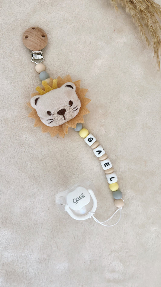 Chupetero Fauna “León” con Chupete Personalizado