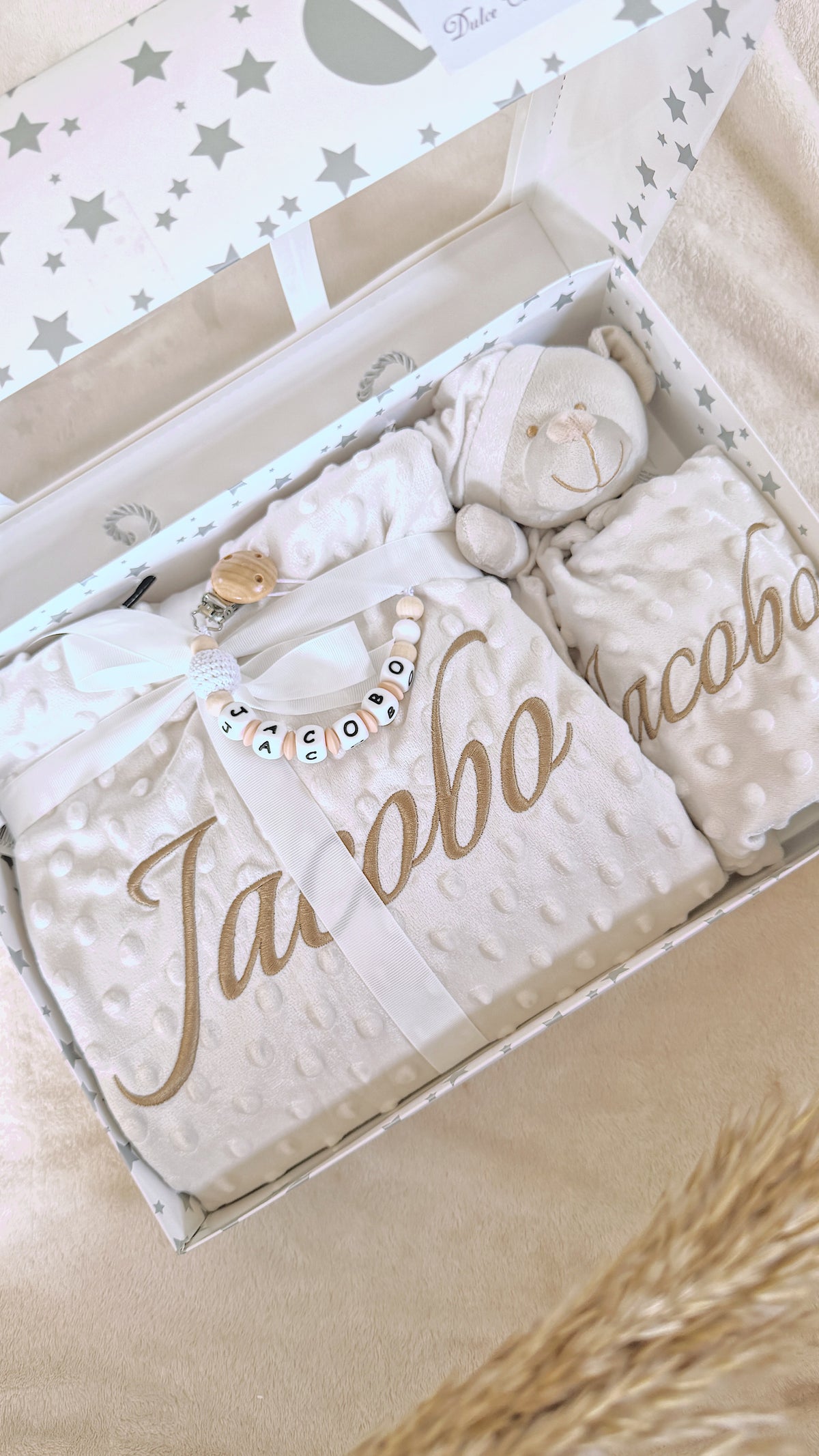 Pack Manta Personalizada con Doudou y Dormilón (Dorado)