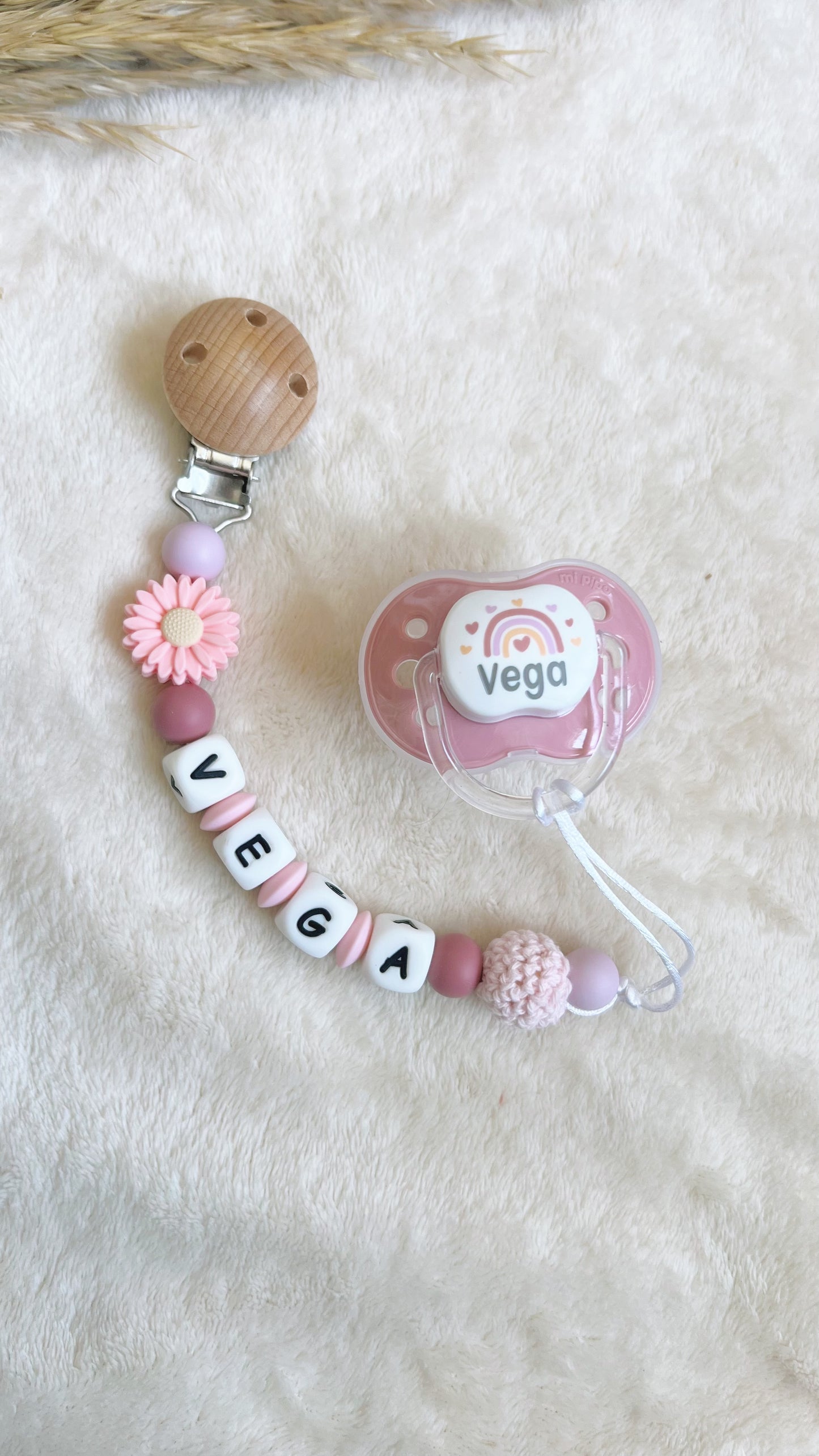 Pack Manta Rosa Blush (Chupetero, chupete, manta y doudou)