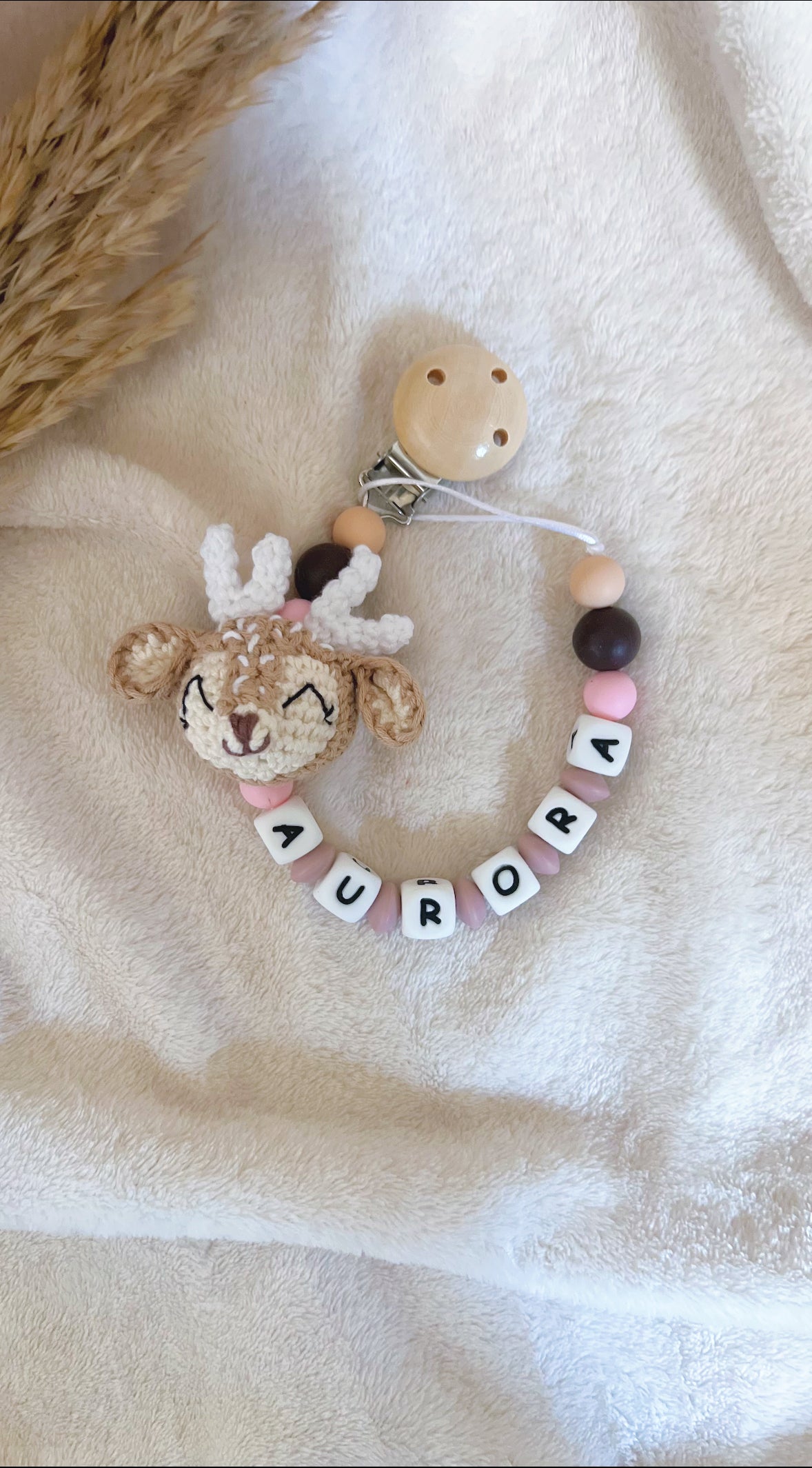 Chupetero Fauna Crochet - Little Deer Rosado